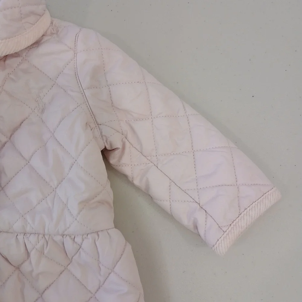 Ralph Lauren Quilted Jacket Baby 6M Pink Peplum Button Front Preppy